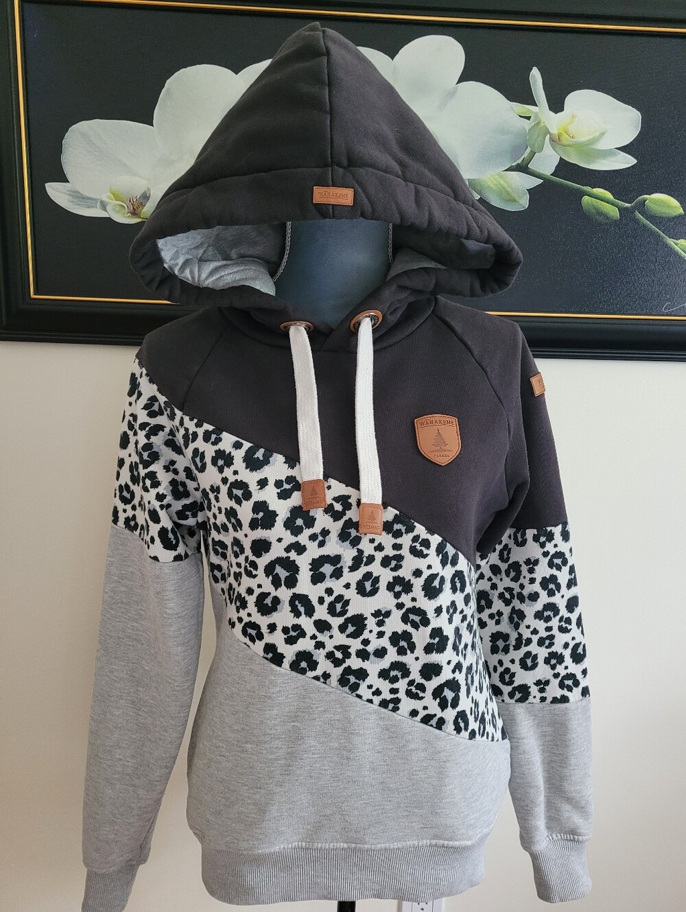 Wanakome Colorblock Leopard Print Hoodie